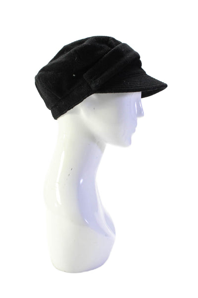 Juicy Couture Womens Lambs Wool Brimmed Newsboy Cap Hat Black Size OS