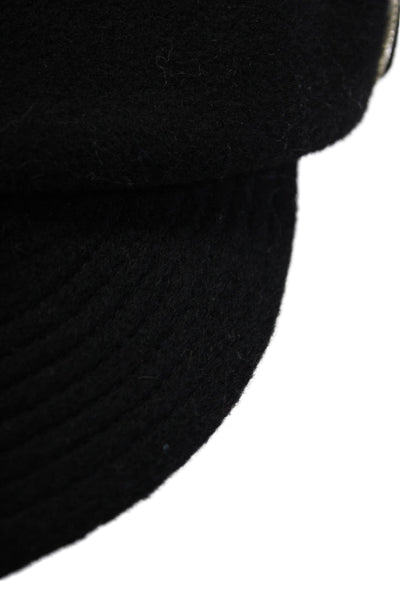 Juicy Couture Womens Lambs Wool Brimmed Newsboy Cap Hat Black Size OS