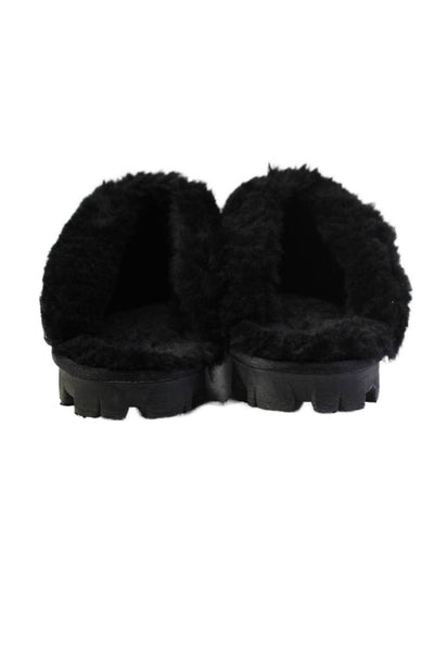 UGG Australia Womens Coquette Shearling Lined Mules Slippers Black Suede Size 8