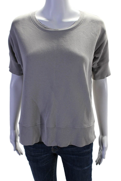 Frank & Eileen Womens Crewneck Short Sleeve Thick Knit Top Gray Size Small