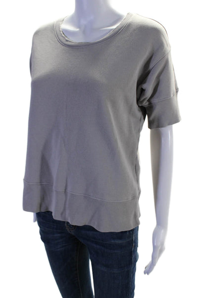 Frank & Eileen Womens Crewneck Short Sleeve Thick Knit Top Gray Size Small