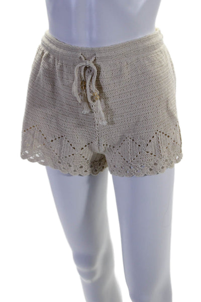 Joie Womens Cotton Blend Knit Drawstring Waist Mid-Rise Shorts Beige Size M