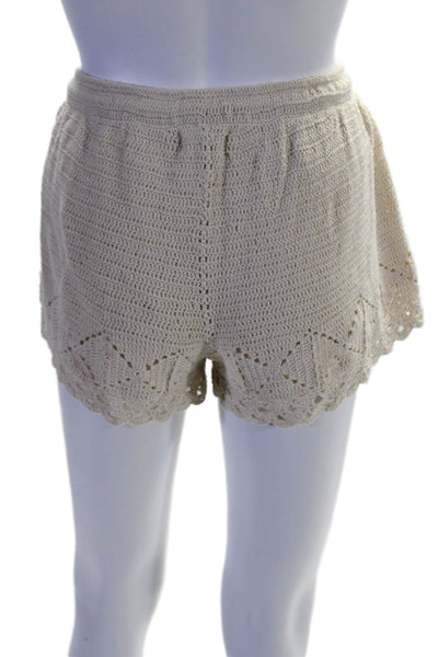 Joie Womens Cotton Blend Knit Drawstring Waist Mid-Rise Shorts Beige Size M