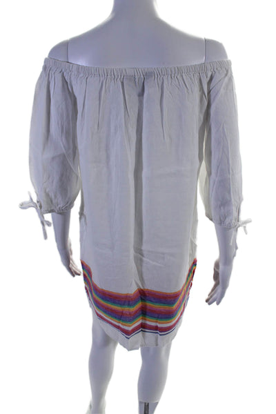 J Crew Womens Linen + Cotton Striped Off The Shoulder Dress White Size XS