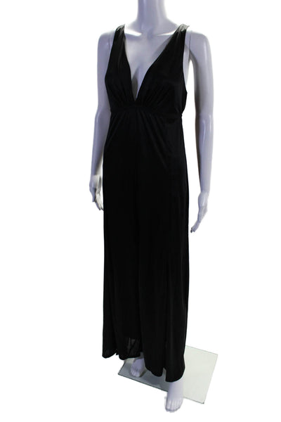 Natori Womens Adjustable V-Neck Sleeveless Wide Leg Jumpsuit Black Size S