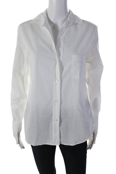 Grayson Women's Collared Long Sleeves Button Down Shirt White Size 1