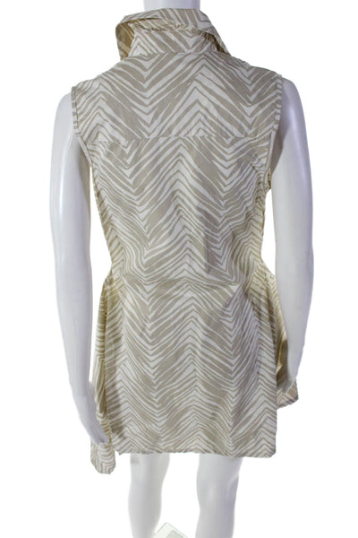 Hevron Women's Collared Sleeveless Cut-Outs Wrap Mini Dress Beige Size XS