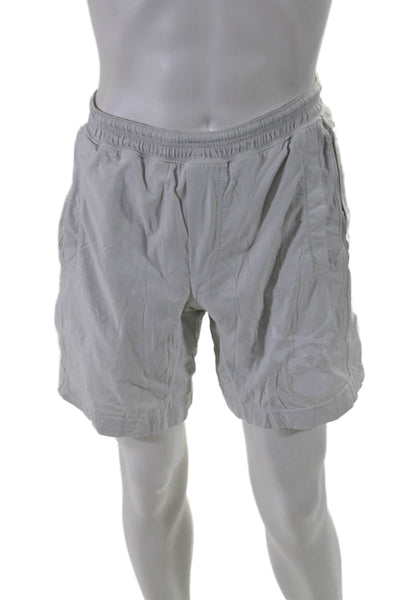 Lululemon Mens Ruched Elastic Drawstring Athletic Slip-On Shorts White Size S