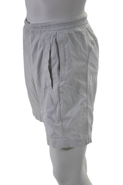 Lululemon Mens Ruched Elastic Drawstring Athletic Slip-On Shorts White Size S