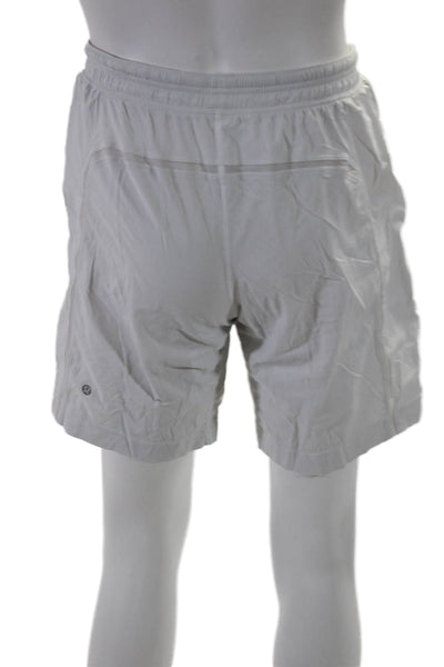 Lululemon Mens Ruched Elastic Drawstring Athletic Slip-On Shorts White Size S