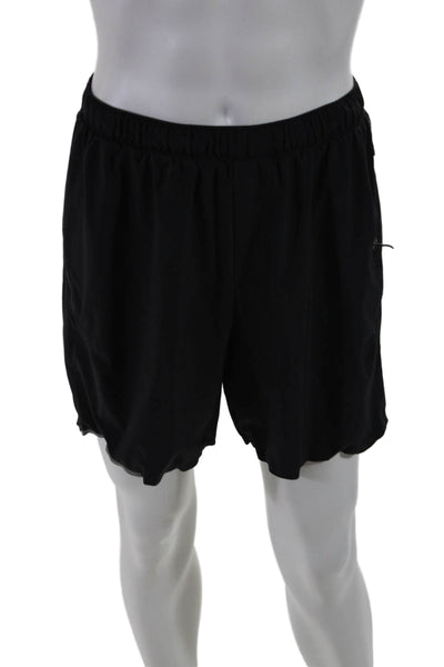 Lululemon Mens Ruched Tied Slip-On Athletic Elastic Waist Shorts Black Size S