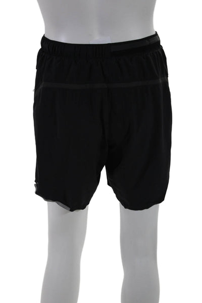 Lululemon Mens Ruched Tied Slip-On Athletic Elastic Waist Shorts Black Size S