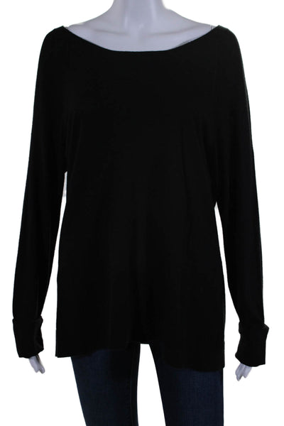 Equipment Femme Womens Long Sleeve Scoop Neck Knit Sweater Black Size Large