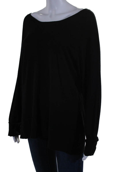 Equipment Femme Womens Long Sleeve Scoop Neck Knit Sweater Black Size Large