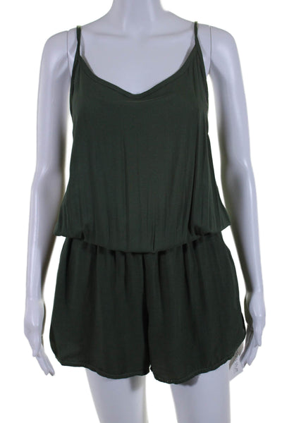 Splendid Womens Spaghetti Strap Sleeveless High Rise Romper Green Size Large