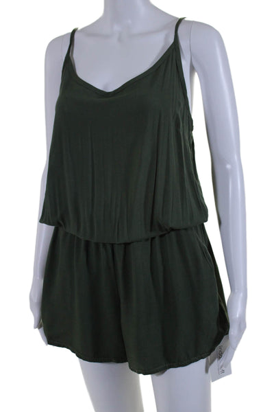 Splendid Womens Spaghetti Strap Sleeveless High Rise Romper Green Size Large