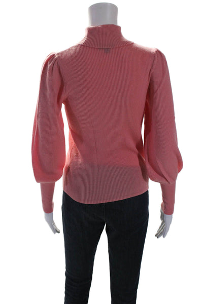 J Crew Womens Long Sleeve Ribbed Knit Turtleneck Sweater Pink Wool Size 2XS