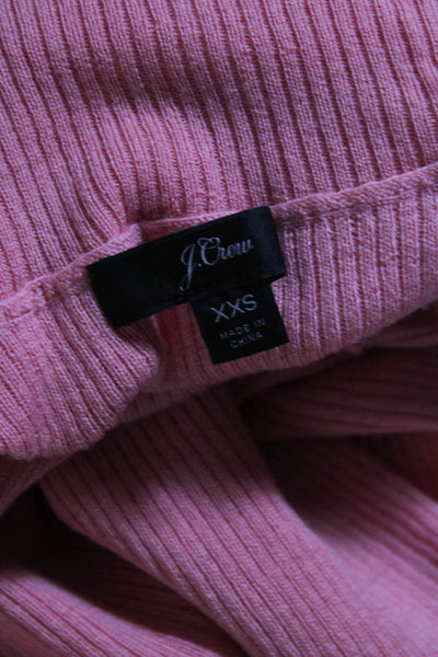 J Crew Womens Long Sleeve Ribbed Knit Turtleneck Sweater Pink Wool Size 2XS