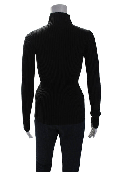 Bottega Veneta Womens Long Sleeve Mock Neck Ribbed Cut Out Sweater Gray Size XS