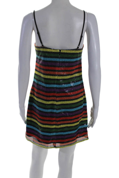 Wayf Women's Square Neck Spaghetti Straps Sequin Mini Dress Striped Size XS