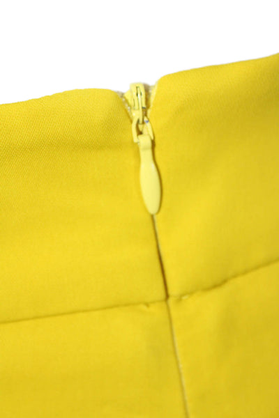 Karen Millen Women's Pleated Front Pockets Wide Leg Palazzo Pants Yellow Size 2