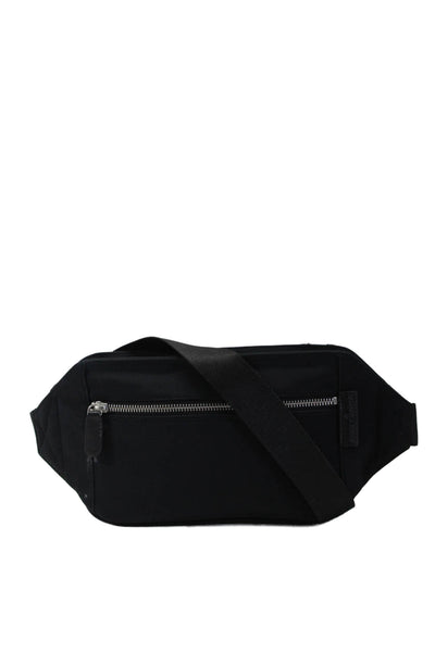 Macksime Women's Zip Closure Pockets Belt Bag Black Size M