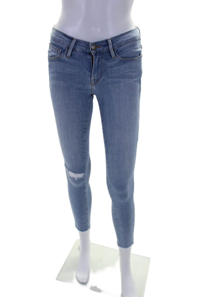 Frame Womens Cotton Skinny Fray Leg Zip Button Jeans Blue Size EUR 25