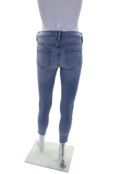 Frame Womens Cotton Skinny Fray Leg Zip Button Jeans Blue Size EUR 25