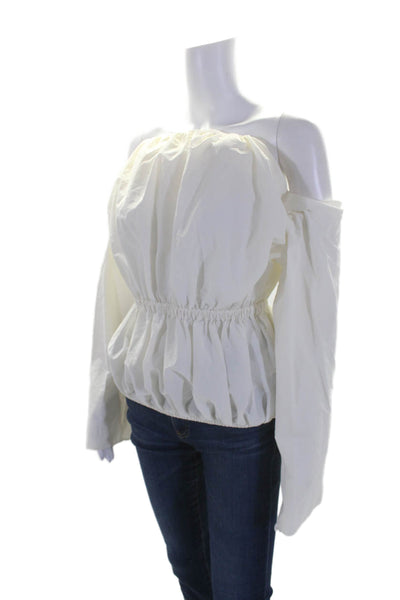 Christopher Esber Women's Sweetheart Neckline Cinch Waist Blouse Beige Size 8