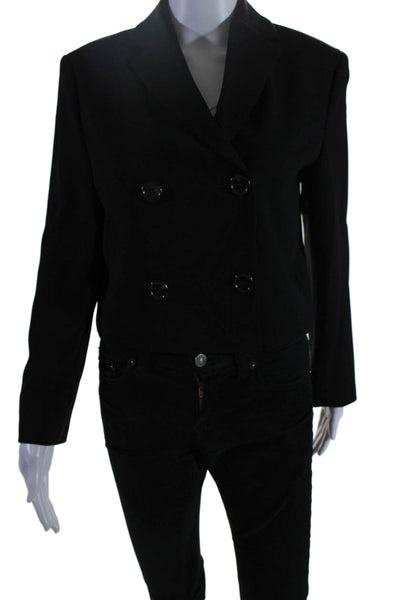 Theory Womens Black Double Breasted Long Sleeve Short Blazer Size 4