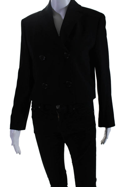 Theory Womens Black Double Breasted Long Sleeve Short Blazer Size 4