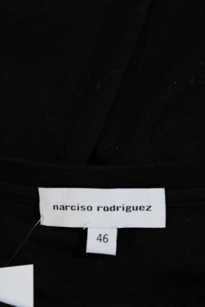 Narciso Rodriguez Womens Long Sleeve Crew Neck T Shirt White Black 46