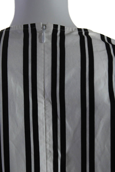 Balenciaga Paris Womens Long Sleeve Striped Blouse Black White Size 40