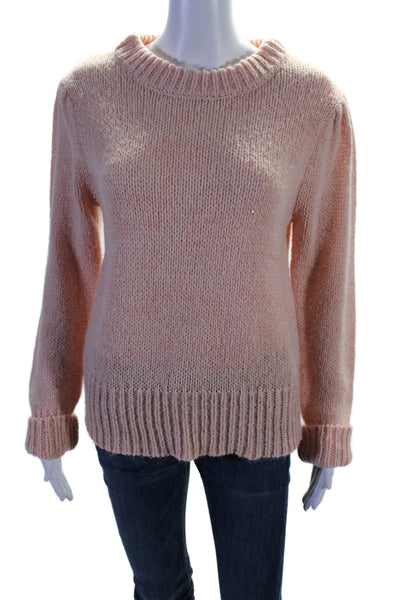 Marie Oliver Womens Textured Thick Knit Ribbed Long Sleeve Sweater Pink Size M