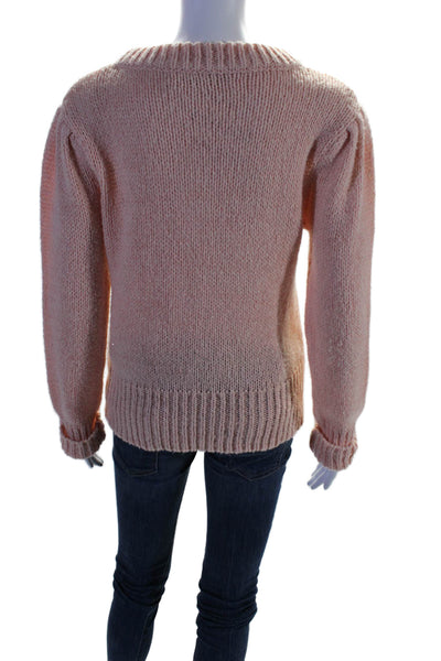 Marie Oliver Womens Textured Thick Knit Ribbed Long Sleeve Sweater Pink Size M