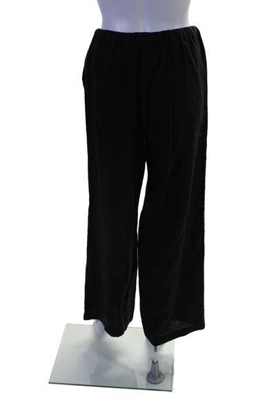 Rails Womens Linen Texture Elastic Waistband Crop Wide Leg Pants Black Size XS