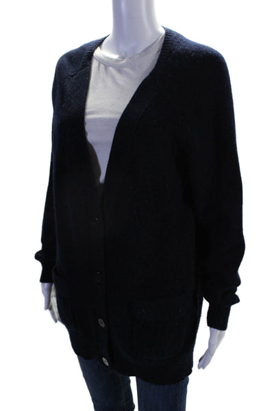 Vince Womens Cotton Knit Open Front Buttons Collar Cardigan Navy Size S