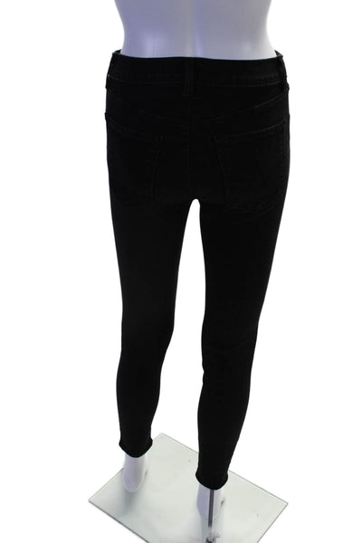 J Brand Womens Cotton Zip Buttons Skinny Leg Dark Denim Jeans Black Size EUR 25