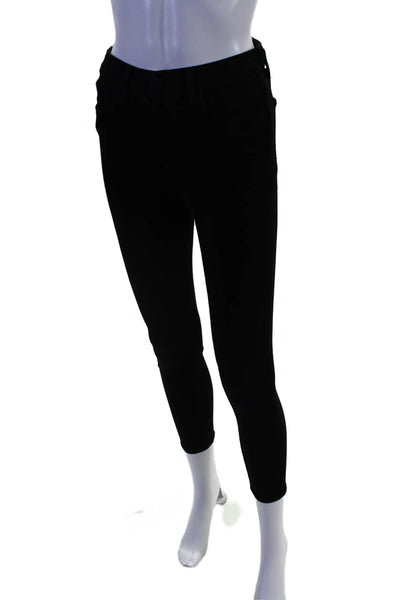 L Agence Womens Cotton Skinny Leg Button Zip Jeggings Black Size EUR 25