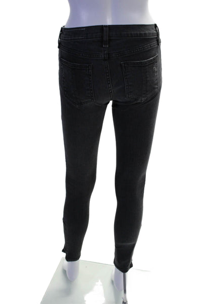 Rag & Bone Womens Cotton Distress Dark Denim Skinny Leg Jeans Black Size EUR 26