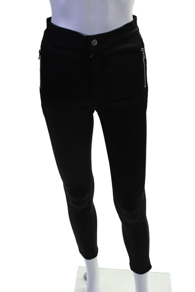 J Brand Womens Stretch Texture Zip Button Skinny Leg Jeggings Black Size EUR 25