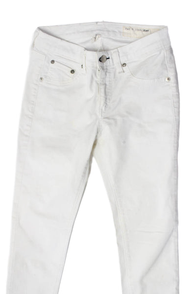 Rag & Bone Womens Cotton Skinny Leg Bottom Zips Jeans White Size EUR 25