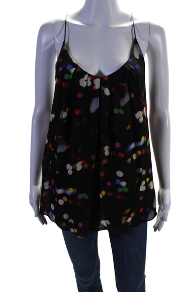 Milly Womens Silk Polka Dot Print Spaghetti Strapped Blouse Top Black Size 10