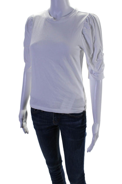 Frame Womens Short Puffy Sleeves Pullover Tee Shirt White Size Extra Small