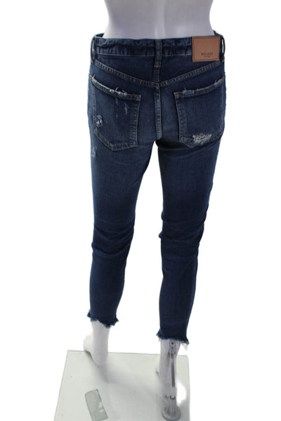 Moussy Women's Midrise Distress Medium Wash Skinny Denim Pants Size 25