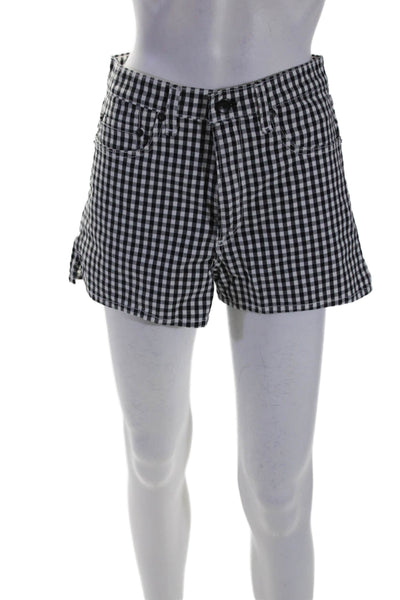 Rag & Bone Womens Cotton Zip Button Checkered Print Shorts Black Size EUR 28