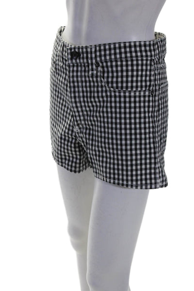 Rag & Bone Womens Cotton Zip Button Checkered Print Shorts Black Size EUR 28