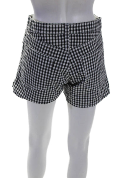 Rag & Bone Womens Cotton Zip Button Checkered Print Shorts Black Size EUR 28