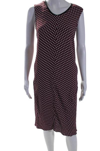 Marni Womens Geometric Printed Sleeveless Ruffled Hem Dress Purple Size M