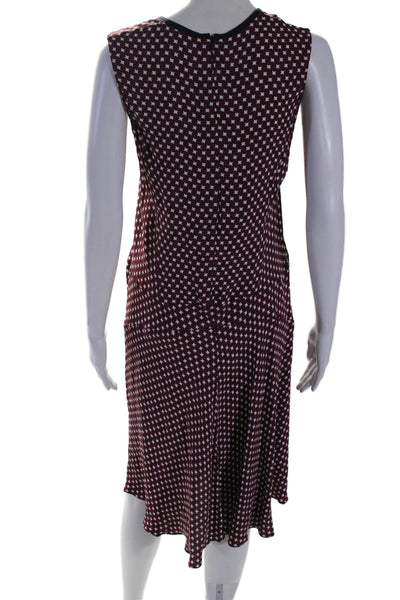 Marni Womens Geometric Printed Sleeveless Ruffled Hem Dress Purple Size M